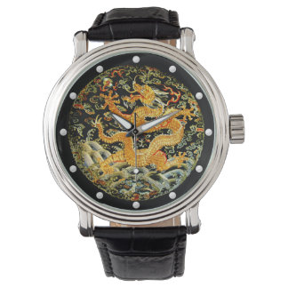 Dragon golden Chinese Qing Dynastie Stickerei Armbanduhr