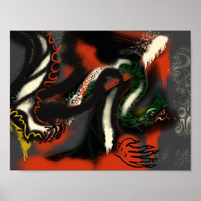 Dragon Graffiti Art Printwerbung Poster (Vorne)