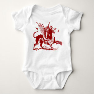 Dragon Graving - Ruby Red Baby Strampler