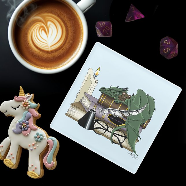 Dragon Green Sleeping Books Glasuntersetzer (Von Creator hochgeladen)