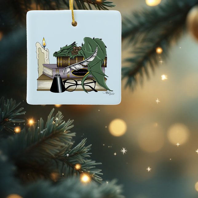 Dragon Green Sleeping Books Keramikornament (Von Creator hochgeladen)