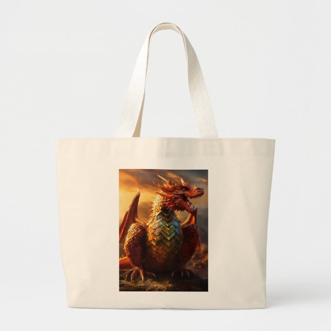 "Dragon Guardian Tote Bag - Tragestärke Jumbo Stoffbeutel (Vorne)