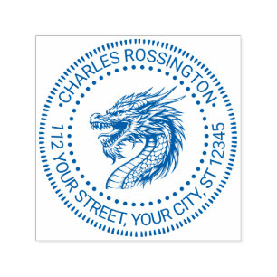 Dragon Head Zeichnend Name Rücksendeadresse Permastempel