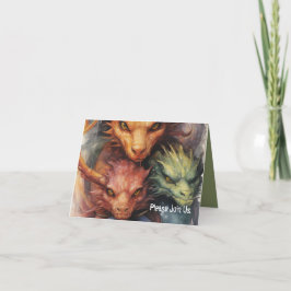 Dragon Heads Friends Gamer Party Einladung