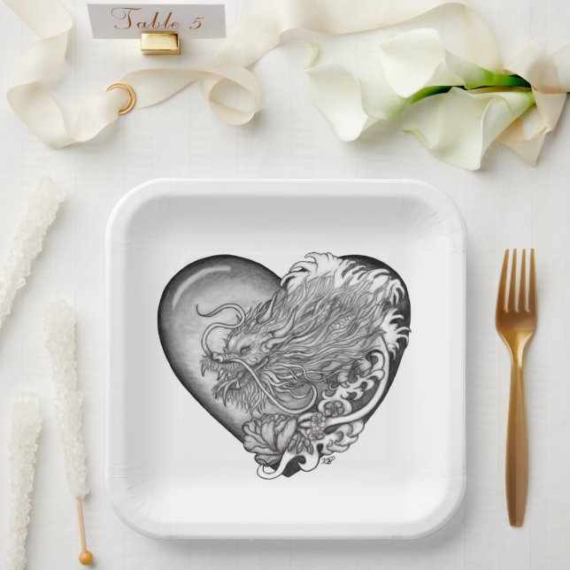 Dragon Heart Pappteller (Hochzeit)