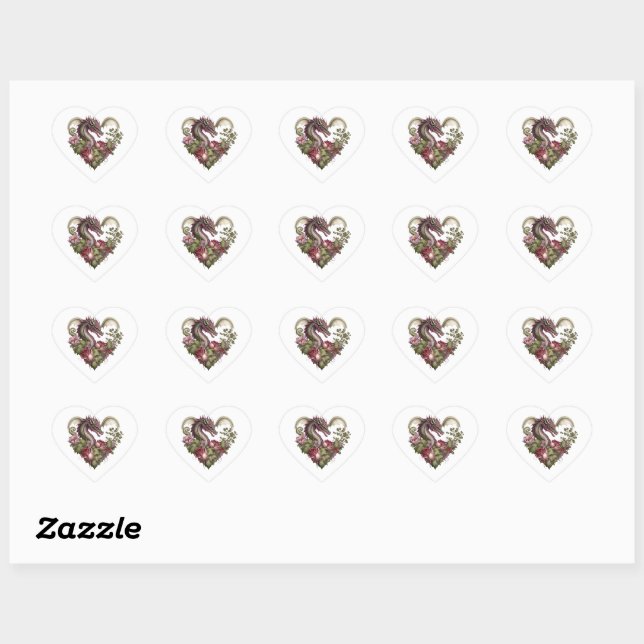 Dragon Heart Valentine Envelope Herz-Aufkleber (Blatt)