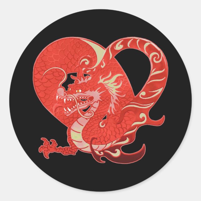 Dragon Heart Valentine Runder Aufkleber (Vorderseite)
