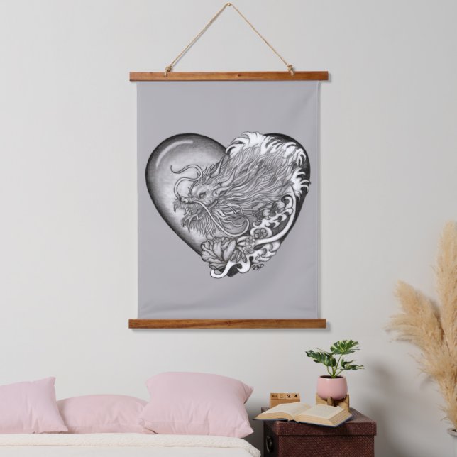 Dragon Heart Wandteppich Mit Holzrahmen (Schlafzimmer)