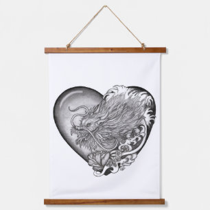 Dragon Heart Wandteppich Mit Holzrahmen