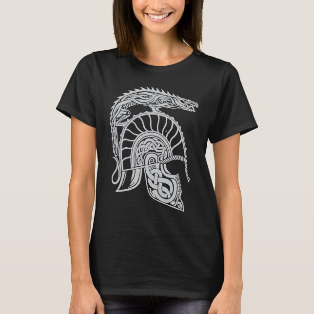 Dragon Helm High Fantasy Norse Celtic Viking Greek T-Shirt (Vorderseite)