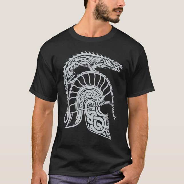 Dragon Helm High Fantasy Norse Celtic Viking Greek T-Shirt (Vorderseite)