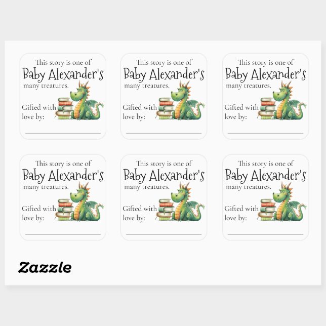 Dragon Hoard Books for Baby Buchzeichen Quadratischer Aufkleber (Blatt)