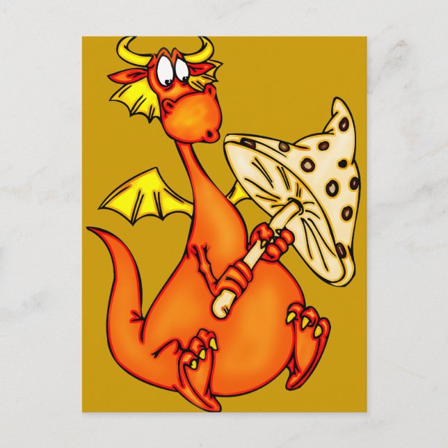 Dragon Holding Mushroom Postkarte (Vorderseite)