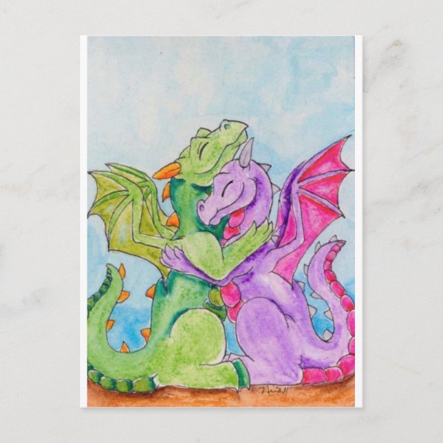 Dragon Hug Postkarte (Vorderseite)