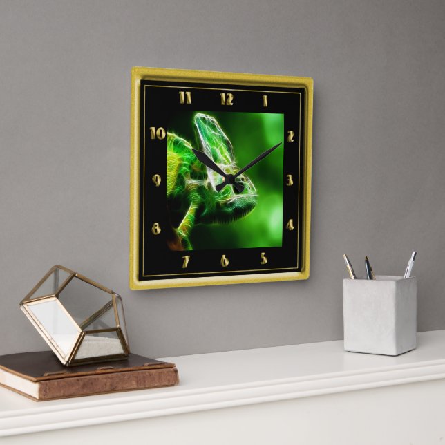 Dragon Iguana name Woody Quadratische Wanduhr (Büro)