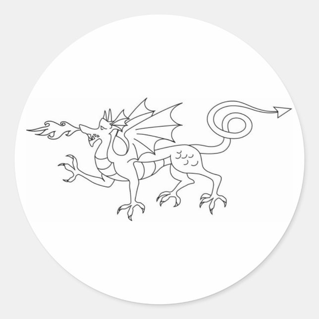 Dragon Illustration zum Feueratmen Runder Aufkleber (Vorderseite)