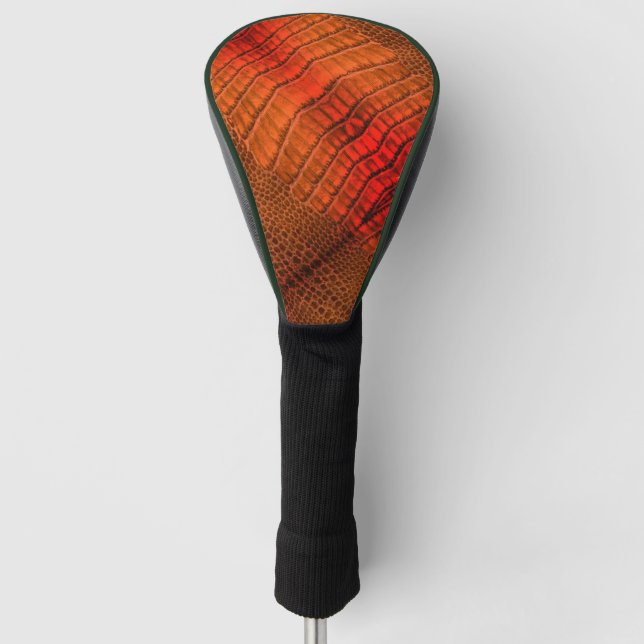 Dragon in Bright Orange Imitats Leather Golf Headcover (Vorderseite)
