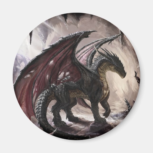 Dragon in Höhle Magnet (Vorne)
