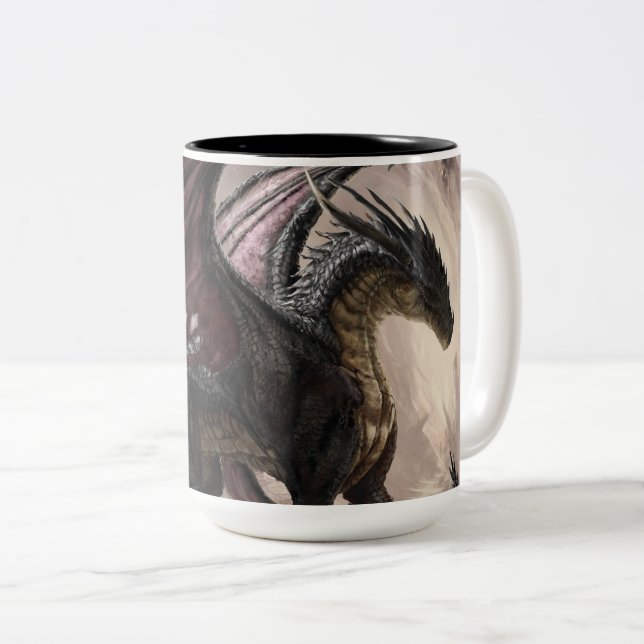 Dragon in Höhle Zweifarbige Tasse (VorderseiteRechts)
