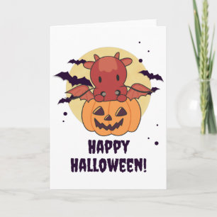 Dragon In Pumpkin Sweet Dragon Happy Halloween Karte