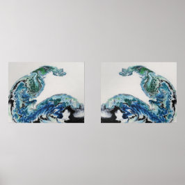 Dragon in the Waves – Abstract Ocean Bilderwand Sets