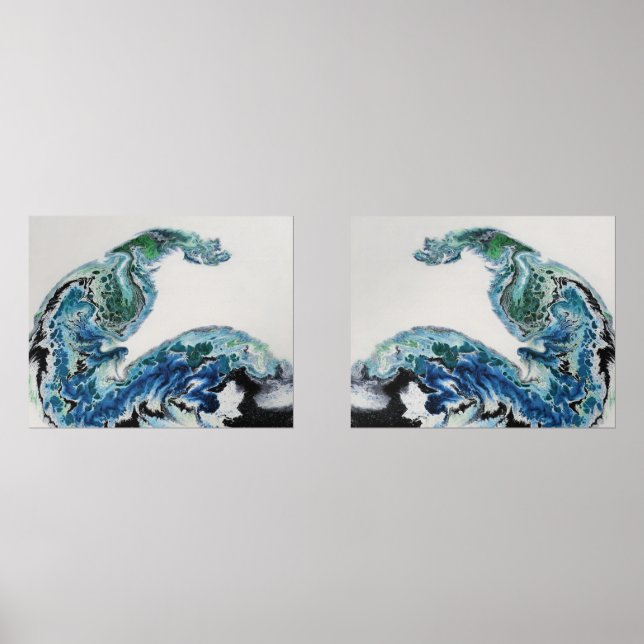 Dragon in the Waves – Abstract Ocean  Bilderwand Sets (Vorderseite)