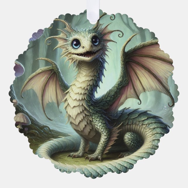 Dragon Jabberwocky Niedlich Fantasy Creative Art Ornament Karte (Vorderseite)