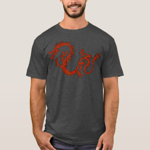 Dragon Japan Retro Style Asia Mosaic Dragon T-Shir T-Shirt