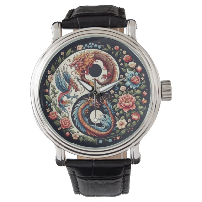 Dragon Jing y jang Armbanduhr (Vorderseite)