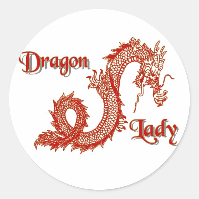 Dragon Lady Runder Aufkleber (Vorderseite)