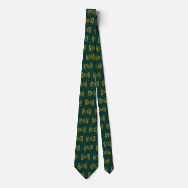 DRAGON LIEBE Gold Celtic Knots Green Krawatte (Vorderseite)