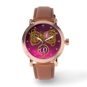 DRAGON-LIEBE/GOLD-ZELLTIKKNOTEN GEMSTONE-MONOGRAMM ARMBANDUHR