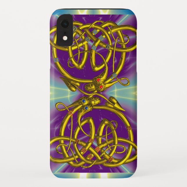 DRAGON-LIEBE, GOLD-ZELLTIKKNOTEN-ZEICHEN, Lila Case-Mate iPhone Hülle (Rückseite)