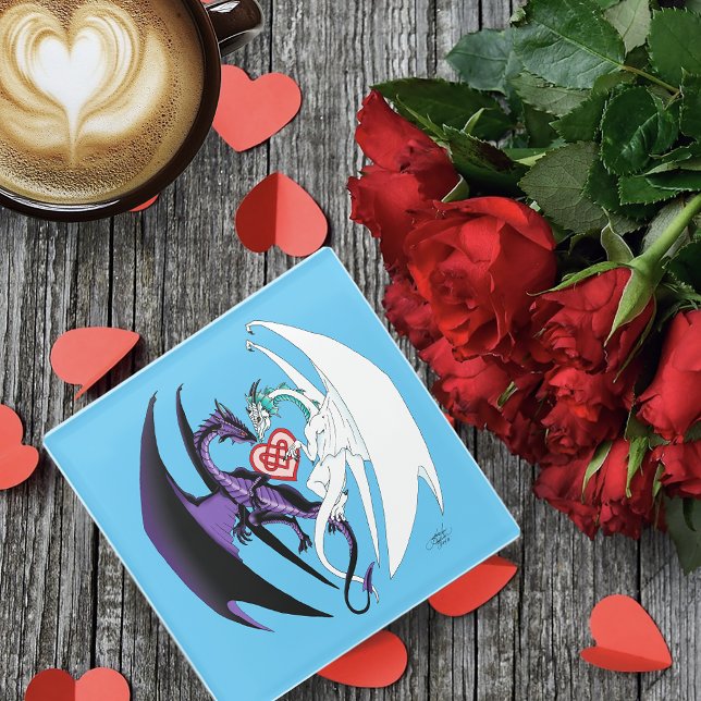 Dragon Liebe Heart Blue Glasuntersetzer (Von Creator hochgeladen)