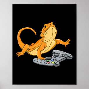 Dragon Lizard Gamer Video Gecko Poster