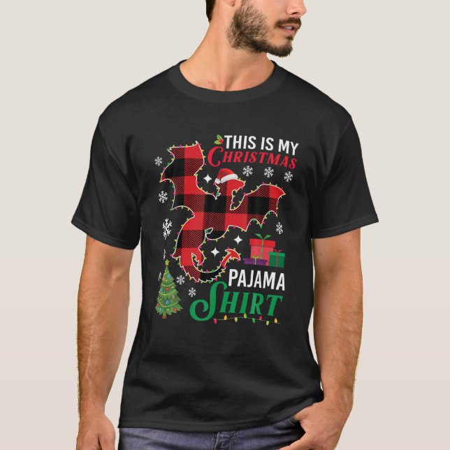 Dragon Lovers Santa Red Kariert Dies ist mein Weih T-Shirt (Vorderseite)