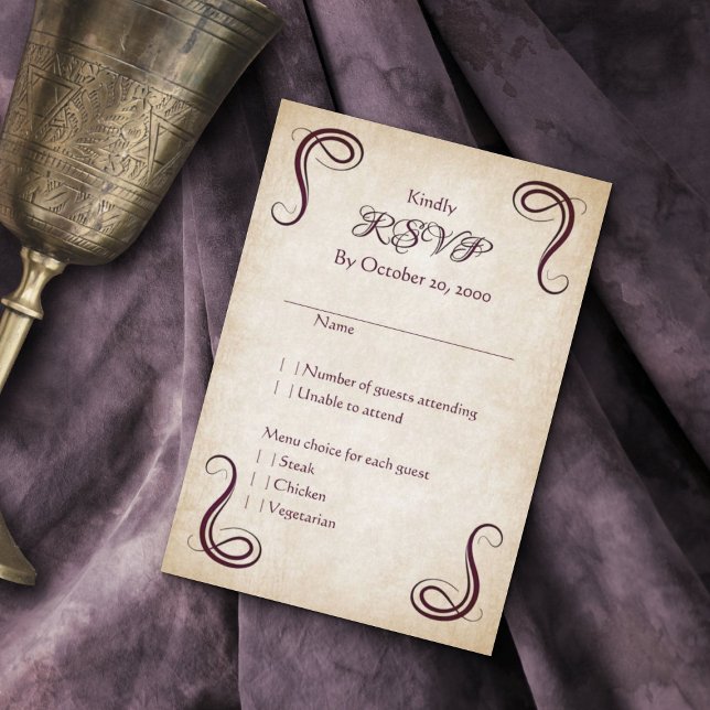 Dragon Medieval Fantasy Wedding RSVP Karte (Von Creator hochgeladen)