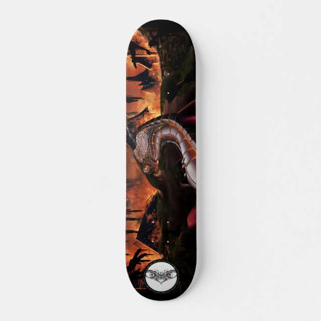 Dragon Metal Zahnrad Vollhaut glühend rot brennen Skateboard (Vorne)