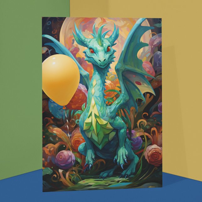 Dragon mit Birthday Balloons Karte (Von Creator hochgeladen)