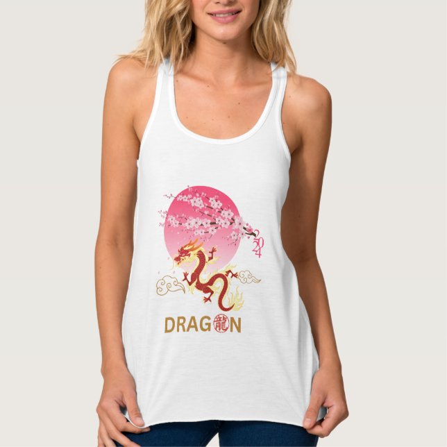 Dragon mit Cherry Blossom Tank Top (Vorderseite)