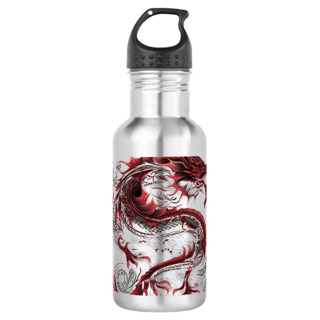 Dragon-mit-Gelb-Kopf-Grün Edelstahlflasche (Vorderseite)