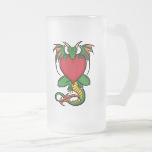 Dragon mit Herz mattierte Bier-Tasse Mattglas Bierglas