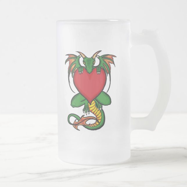 Dragon mit Herz mattierte Bier-Tasse Mattglas Bierglas (Rechts)