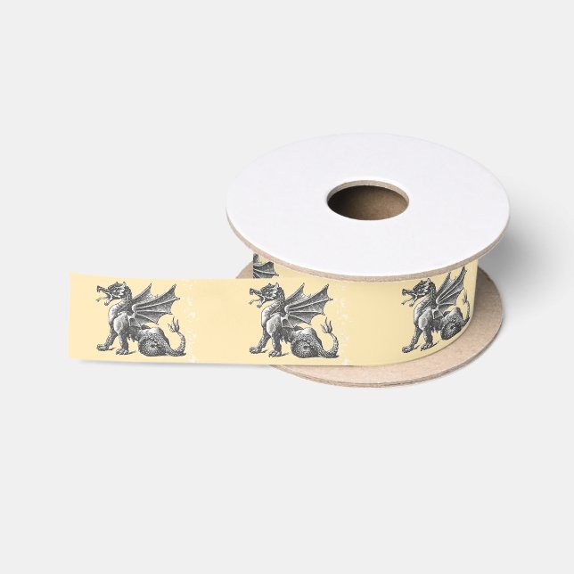 Dragon Mittelalterliche Gelbe Fantasie Satinband (Spule)