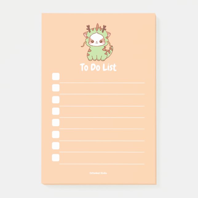 Dragon Mochi Anpassbare Liste Post-it Klebezettel (Vorderseite)