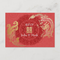 Dragon moderne-Phoenix Chinois Mariage RSVP Rouge