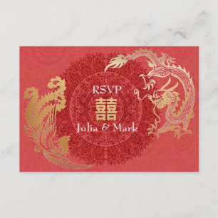 Dragon moderne-Phoenix Chinois Mariage RSVP Rouge