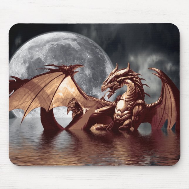 Dragon & Moon Fantasy Art Mousepad (Vorne)