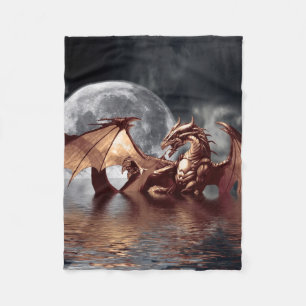 Dragon & Moon Fantasy Artwork Fleecedecke