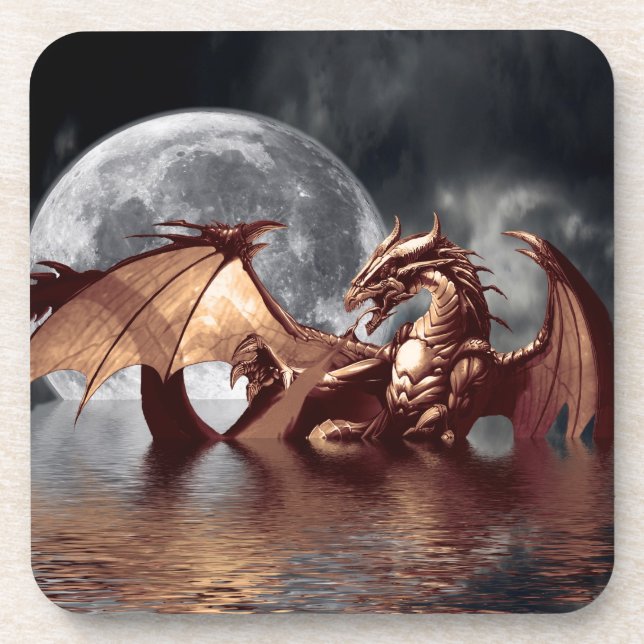 Dragon & Moon Fantasy Design Untersetzer (Vorderseite)